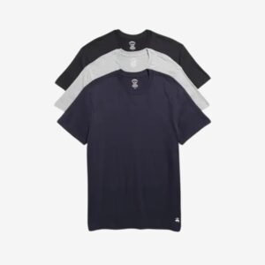 Pack de 3 camisetas interiores Brooks Brothers de cuello redondo en colores surtidos: negro, gris y navy.