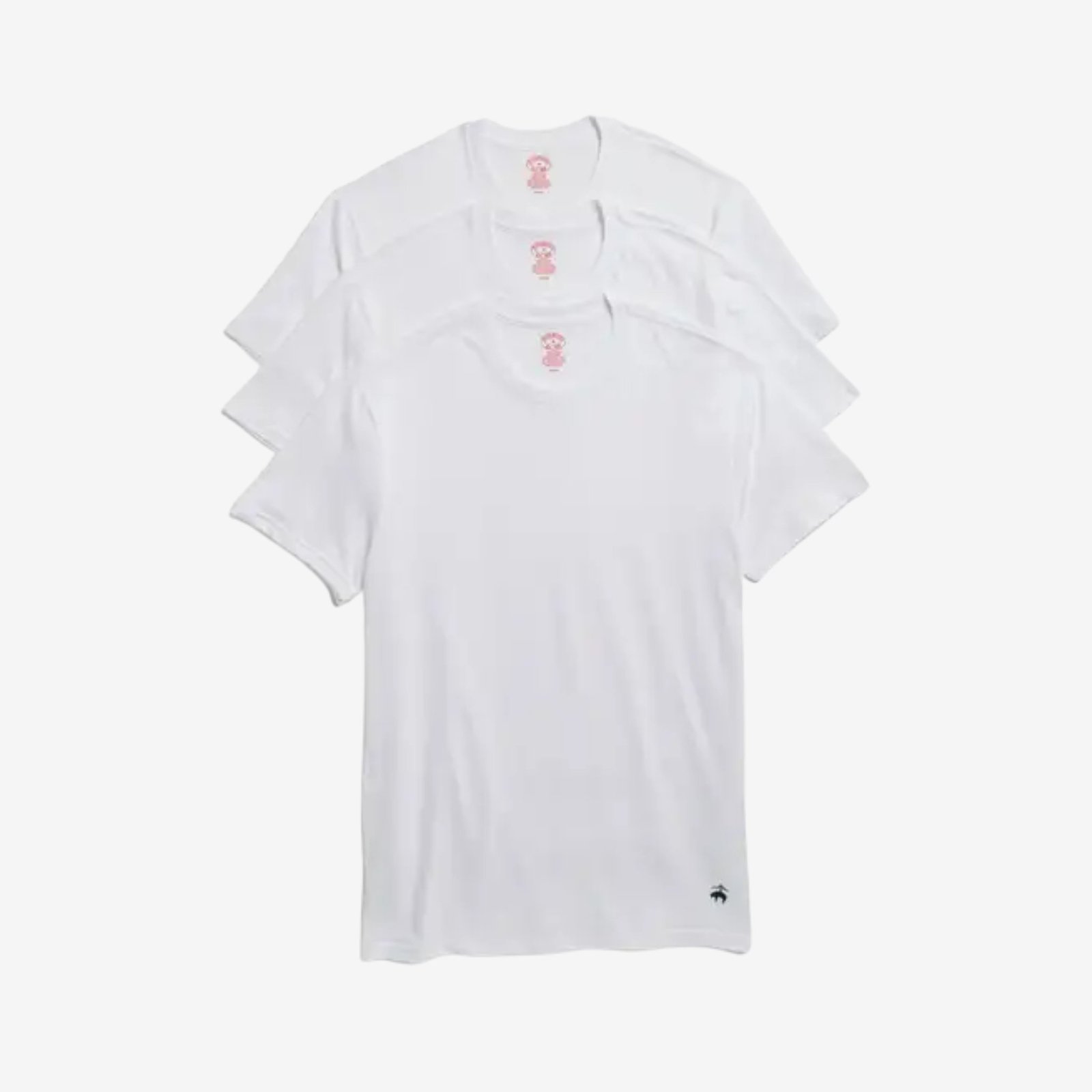 Pack de 3 camisetas interiores Brooks Brothers de cuello redondo en color blanco.